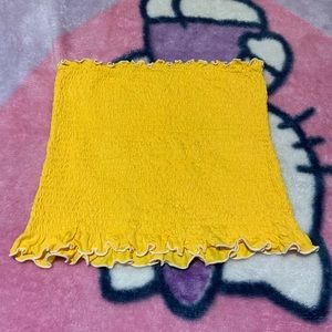 Yellow ☀️ lettuce trim frilly stretchy tube top